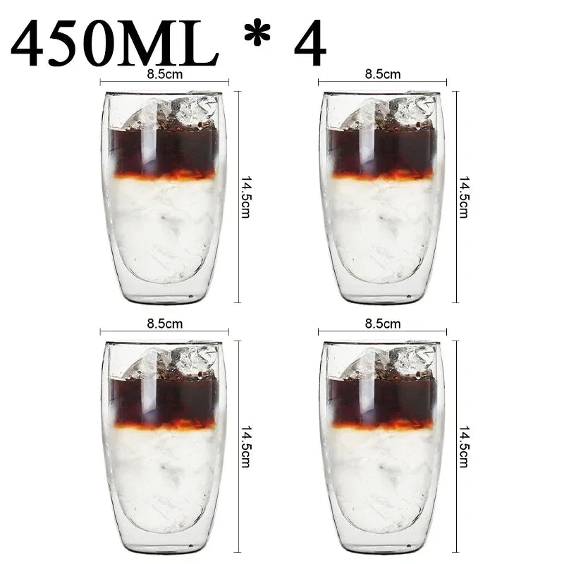 2-18PCS Double Wall High Borosilicate Glass Mug Heat Resistant Tea Milk Juice Coffee Water Cup Bar Drinkware Gift Creativity Set Quick Pick Grocers